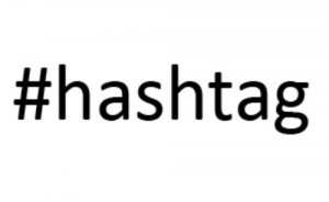 hashtag symbol and word spelled out